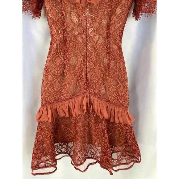 Jonathan Simkhai Burnt Red Lace Illusion Cocktail Dress $695 - Picture 9 of 13